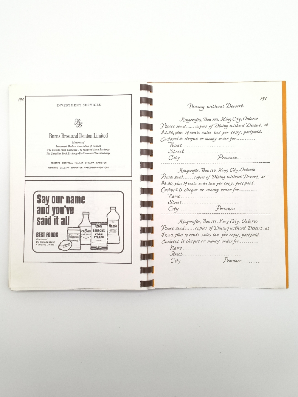 Vintage "Dining Without Dessert" Kingcrafts Community Cookbook "1968" - Picture 8 of 8